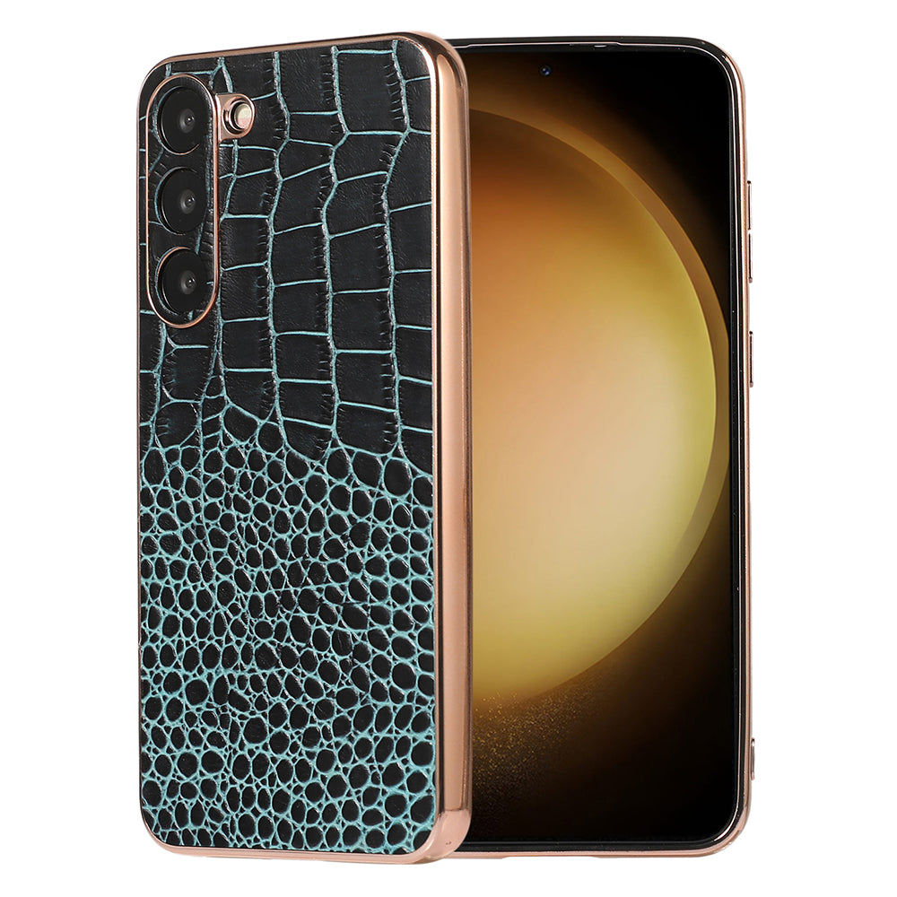 For Samsung Galaxy S23 Nano Electroplating Phone Case Genuine Cowhide Leather Coated TPU PC Cover For Samsung Galaxy S23 Nano Electroplating Phone Case Genuine Cowhide Leather Coated TPU PC Cover